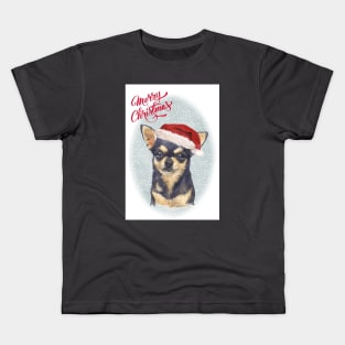 Smooth Haired Chihuahua Merry Christmas Santa Dog Kids T-Shirt